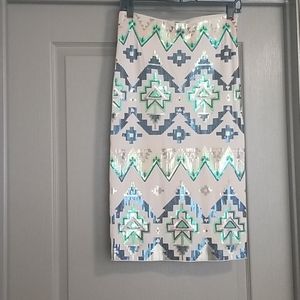 Express aztec sequin midi skirt